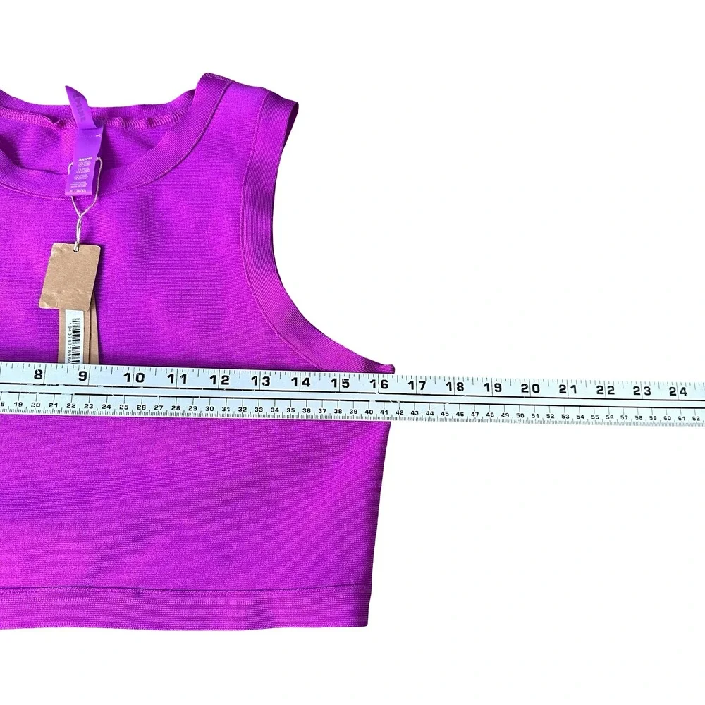 SKIMS Knit Swim High Neck Top and Briefs Set Lollipop Purple Pink XL NEW